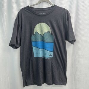 Simms Fishing Mountain River Stream Graphic T Shirt Gray Men's Medium Casual